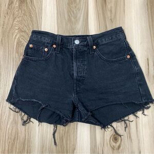 Levi’s 501 Button Fly Black Denim Shorts